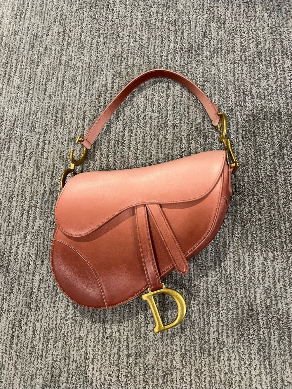 Dior Saddle Shoulder Bag in Ombre Pink-Brown